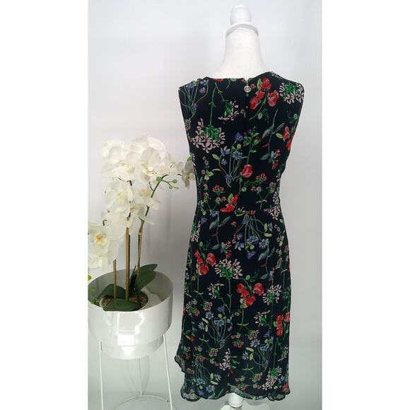 Tommy Hilfiger Womens Black Floral Sleeveless Midi Hi-Low A-Line Dress Size 14 - Picture 5 of 9
